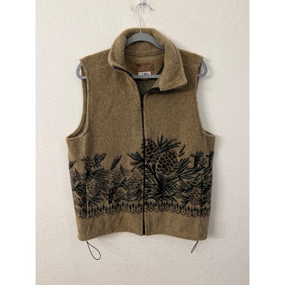 Bear Ridge Outfitters Pinecone Patterned Wool Blend Vest women size XL Made In U - Picture 1 of 7